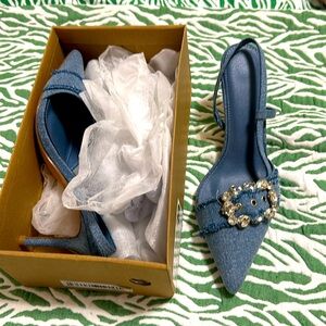 New denim kitten heels 3 inches